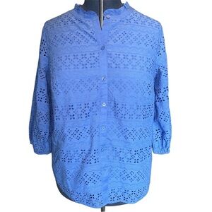 Talbots Eyelet Button Front Top